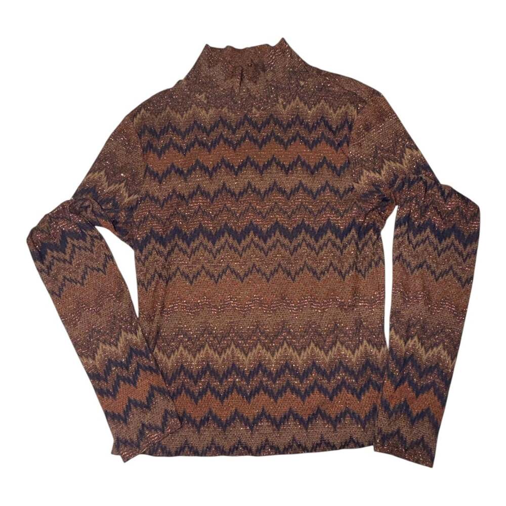 Ramy Brook Prudence Pullover Size M Brown Chevron Top